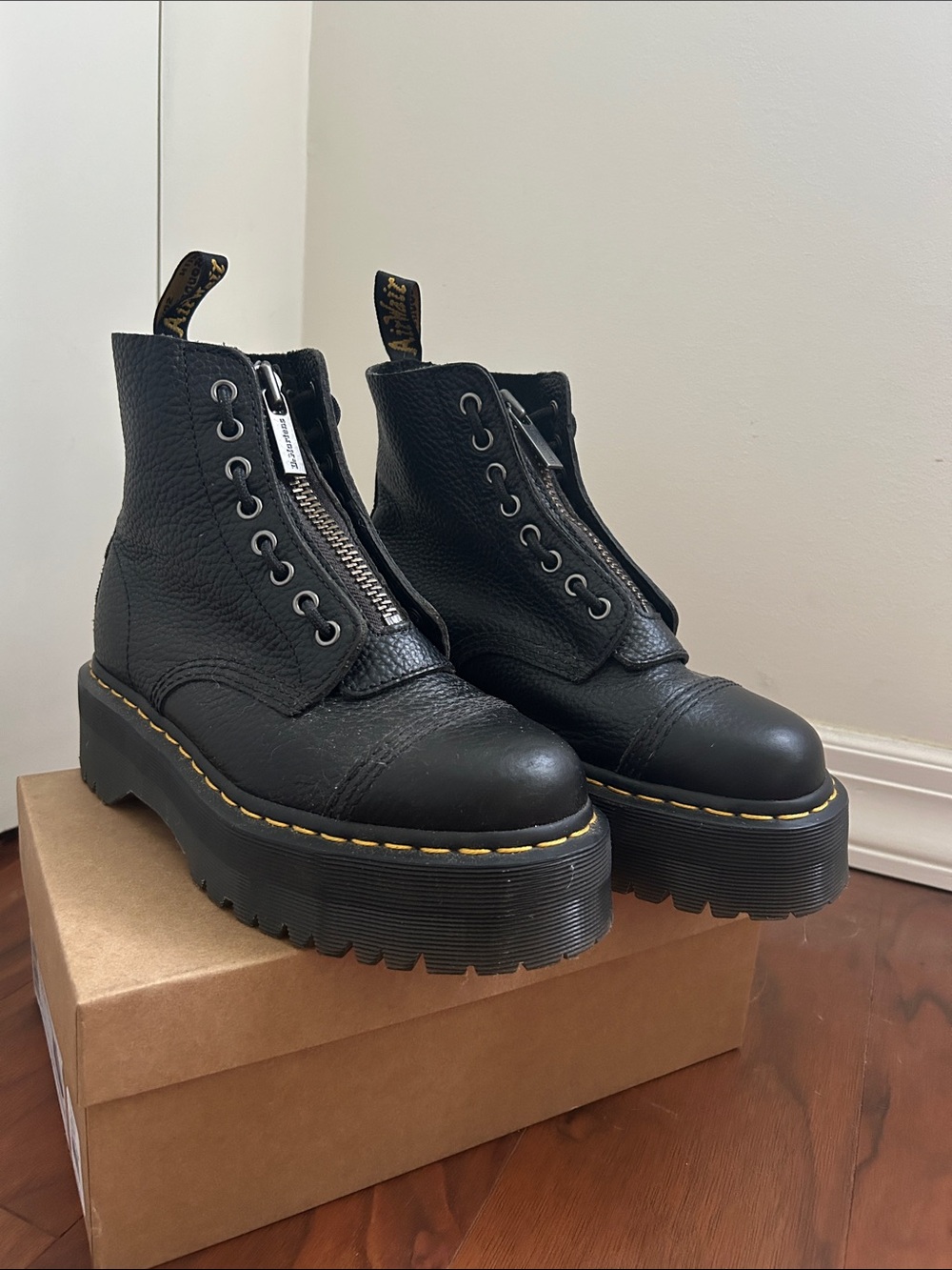 Black Platform Lace-Up Zip Front Women's Boots